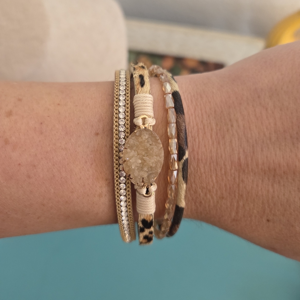 Leopard Print and Gold Bracelet